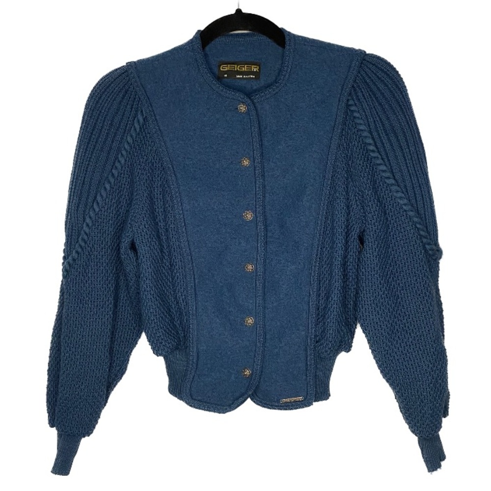 Geiger Blue Victorian Style Knit Jacket